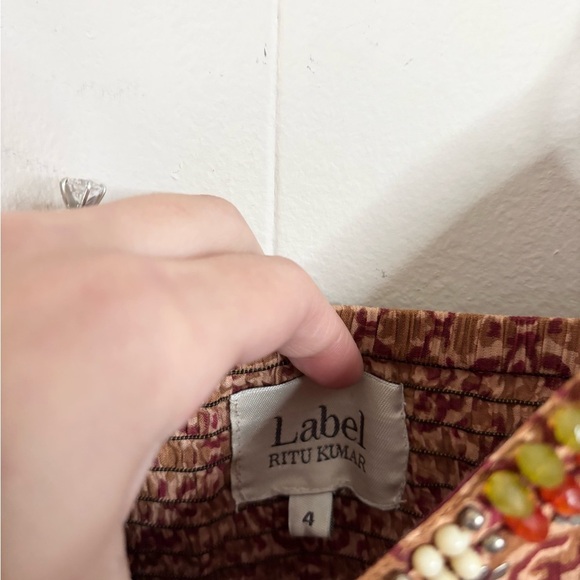 Label Ritu Kumar floral maxi dress boho beaded size SM - Picture 3 of 6